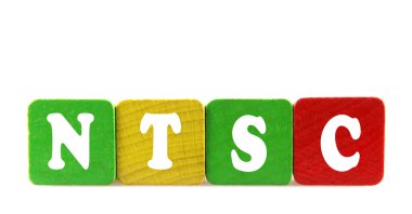 ntsc - isolated text in wooden building blocks clipart