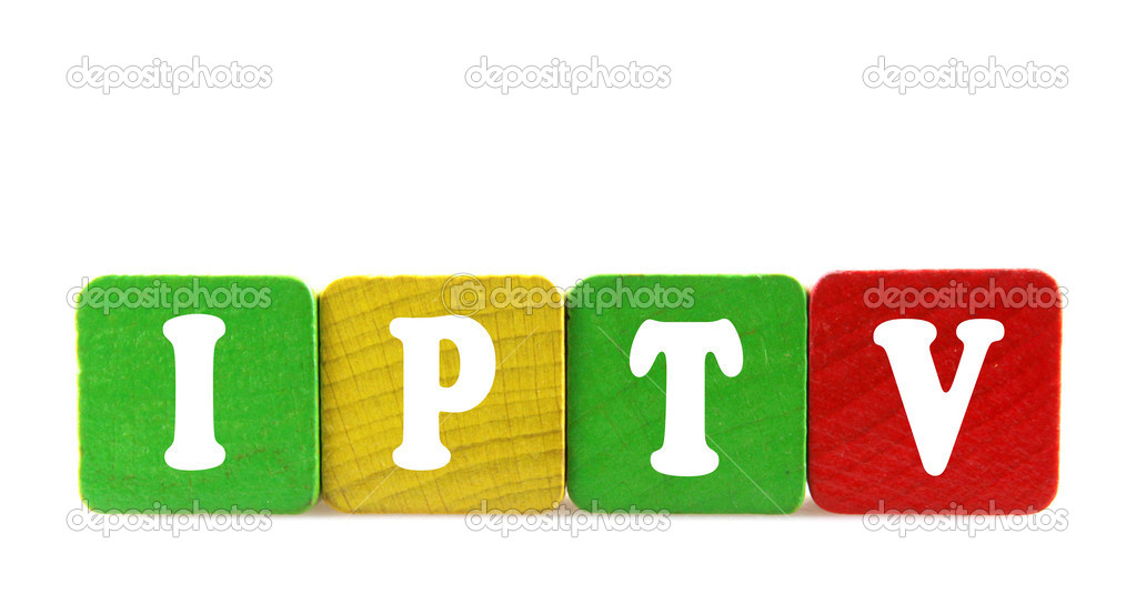 iptv - isolated text in wooden building blocks