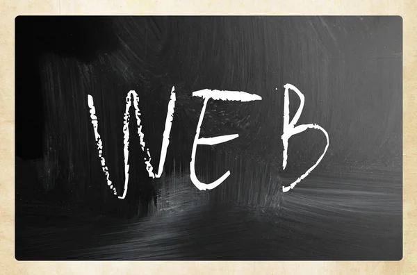 "WEB "scritto a mano con gesso bianco su lavagna — Foto Stock