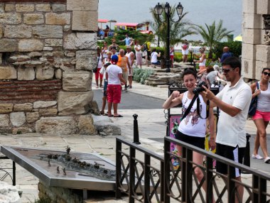 Bulgaristan 'ın Eski Nessebar ve deniz manzarası