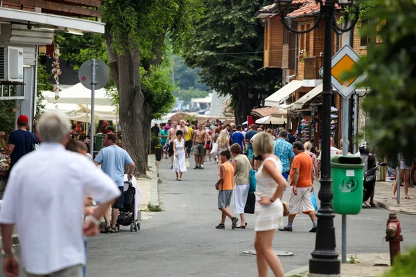 Kilátás a városra Old Nessebar és a tenger, Bulgária — Stock Fotó