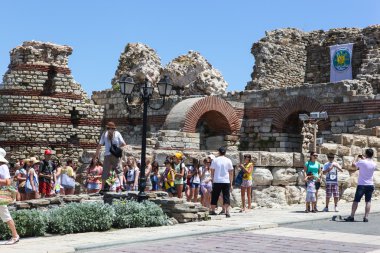 viran eski eski kilise Nessebar, Bulgaristan.