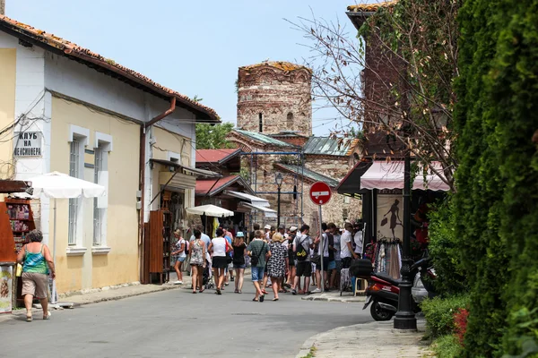 Vista della città Vecchia Nessebar e mare, Bulgaria — Foto Stock