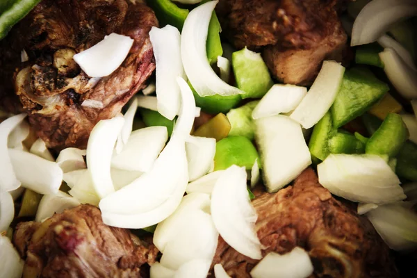 Daging kambing rebus dengan sayuran campur — Stok Foto
