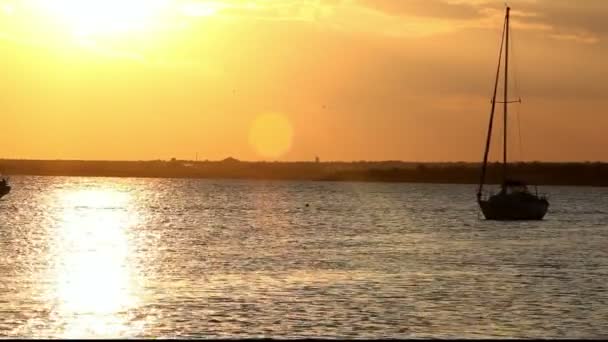 Prachtige zonsondergang boven de zee — Stockvideo