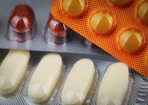 Pills Of Many Shapes Grouped Together — Stock Photo, Image