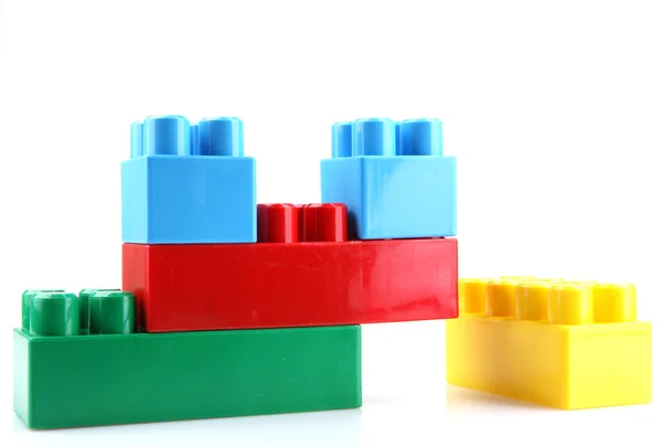 Plastic Toy Blocks On White Background — Stock Photo, Image