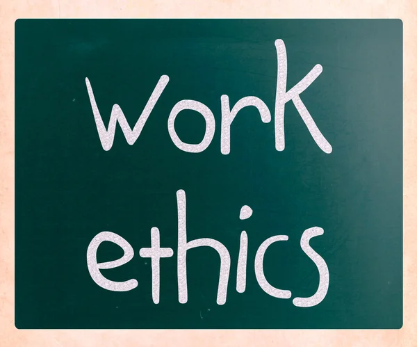 "Work Ethics" handwritten with white chalk on a blackboard — Stock Photo, Image
