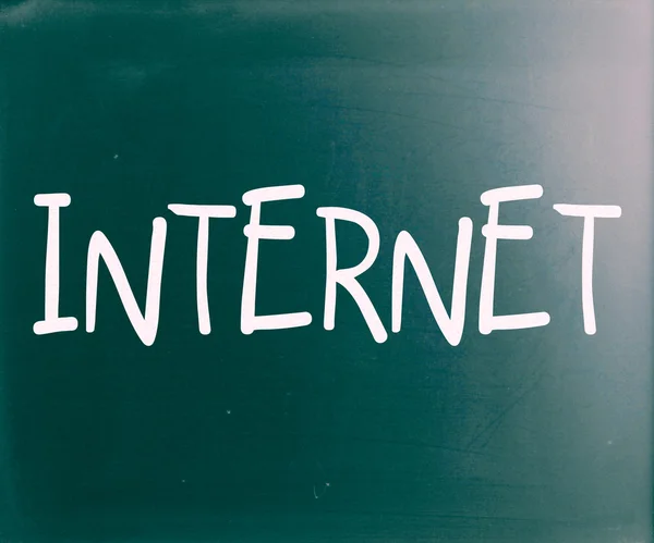 Ordet "internet" handskrivna med vit krita på en svart tavla — Stockfoto