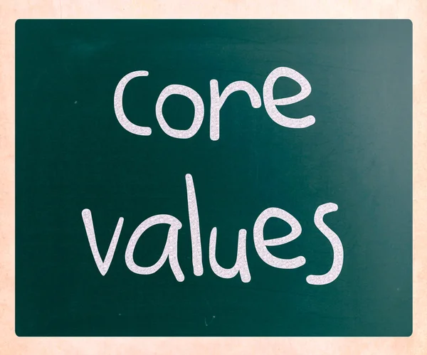 Ethics concept - core values handwritten with white chalk on a b — Stock Photo, Image