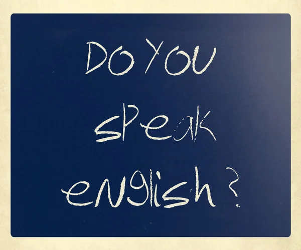 "Do you speak english" handwritten with white chalk on a blackbo — Stock Photo, Image