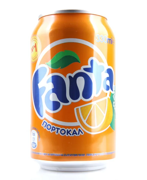 AYTOS, BULGARIA - JANUARY 23, 2014: Fanta bottle can isolated on — Stock Photo, Image