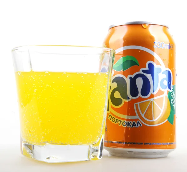 AYTOS, BULGARIA - JANUARY 25, 2014: Fanta bottle can isolated on — Stock Photo, Image