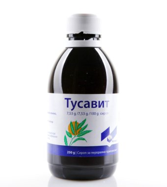 Aytos, Bulgaristan - 28 Ocak 2014: cam bot ilaç likit