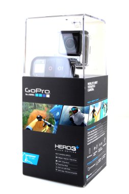 Beyaz arka plan üzerinde izole gopro hero3 siyah baskı. GoPro HD kişisel kameralar, genellikle aşırı eylem video fotoğrafçılıkta kullanılan markasıdır..