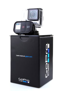 Beyaz arka plan üzerinde izole gopro hero3 siyah baskı. GoPro HD kişisel kameralar, genellikle aşırı eylem video fotoğrafçılıkta kullanılan markasıdır..