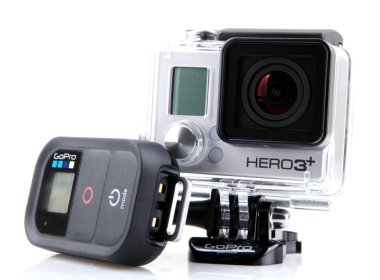 Beyaz arka plan üzerinde izole gopro hero3 siyah baskı. GoPro HD kişisel kameralar, genellikle aşırı eylem video fotoğrafçılıkta kullanılan markasıdır..