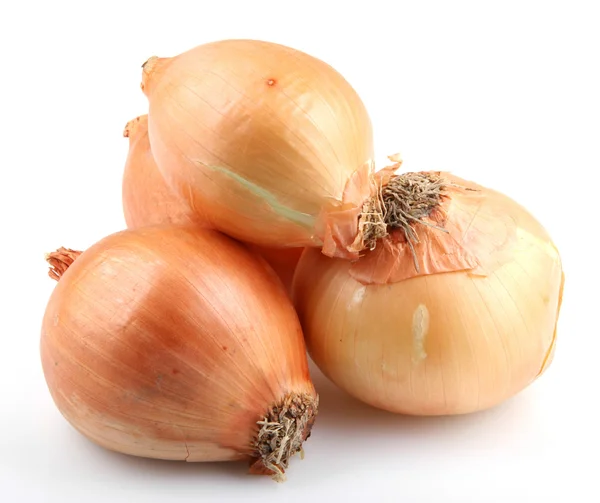 Fresh onion bulbs isolated on white background Royalty Free Stock Photos