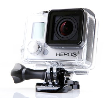 Aytos, Bulgaristan - 15 Mart 2014: beyaz zemin üzerine izole gopro hero3 siyah baskı.