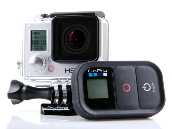 AYTOS, BULGARIA - MARCH 15, 2014: GoPro HERO3 Black Edition isolated on white background. — Stock Photo, Image