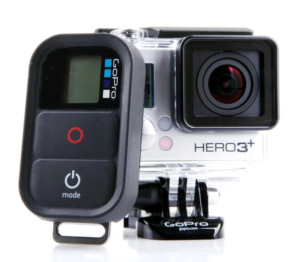 AYTOS, BULGARIA - MARCH 15, 2014: GoPro HERO3 Black Edition isolated on white background. — Stock Photo, Image