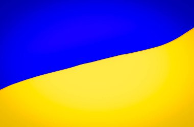 Ukrayna Ulusal Bayrağı 'nın tasviri. Ukrayna bayrağı eşit büyüklükte mavi ve sarı yatay şeritlerden oluşur.