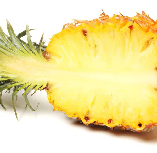 Juicy pineapple isolated on white background. The pineapple (Ananas comosus) is a tropical plant with an edible fruit; it is the most economically significant plant in the family Bromeliaceae