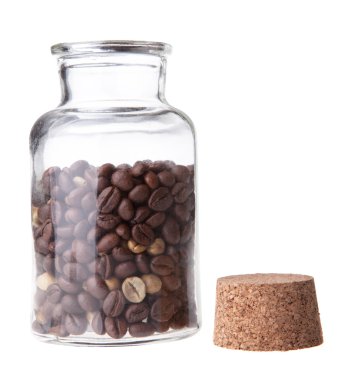 kahve çekirdekleri açık şişe