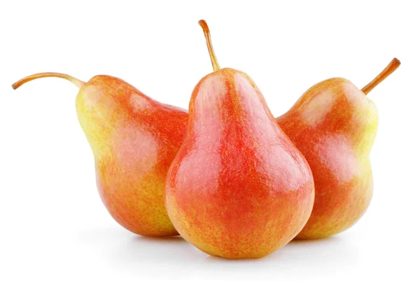 Tre röd-gul pear frukter — Stockfoto