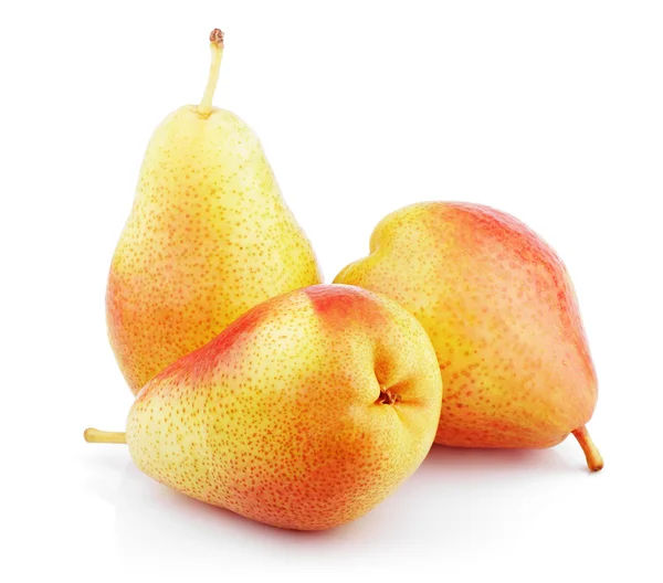 Tre röd-gul pear frukter — Stockfoto