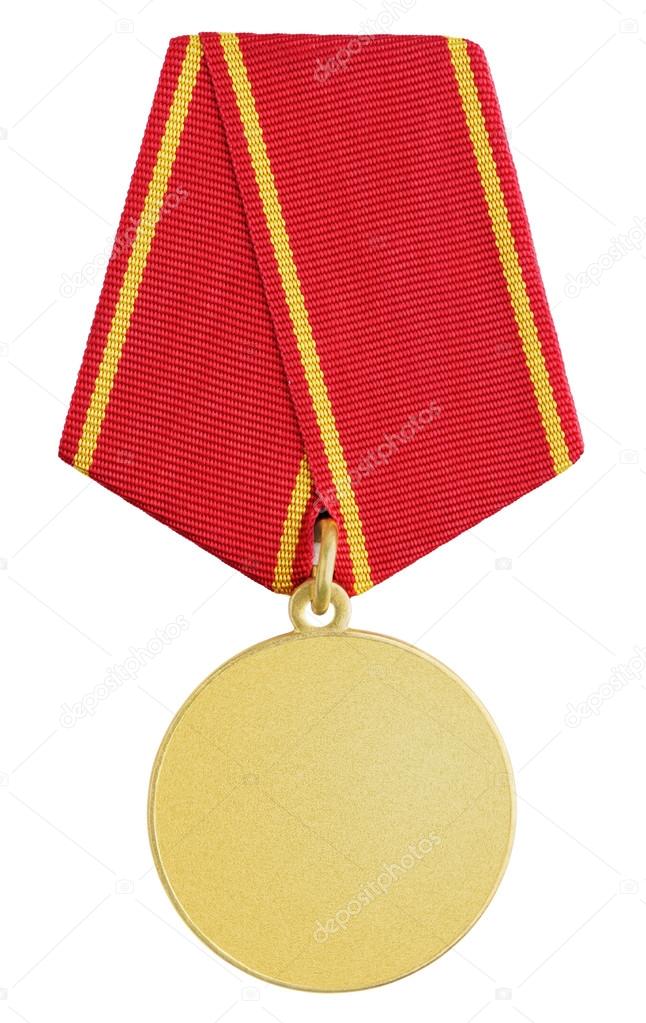 Gold medal on white