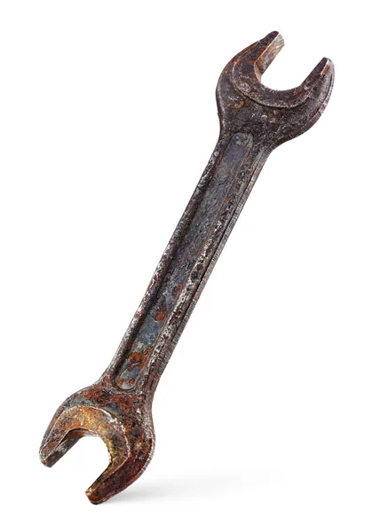 Old wrench on white — Stock Photo, Image