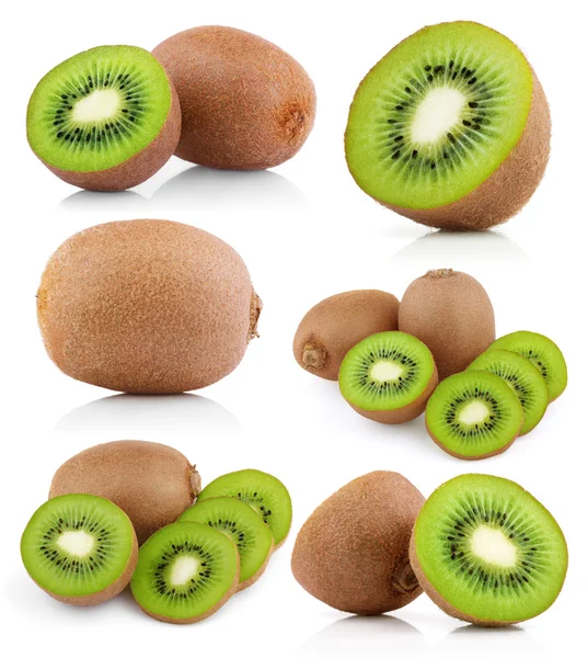 Set of kiwi fruits with slices — Stock Photo, Image