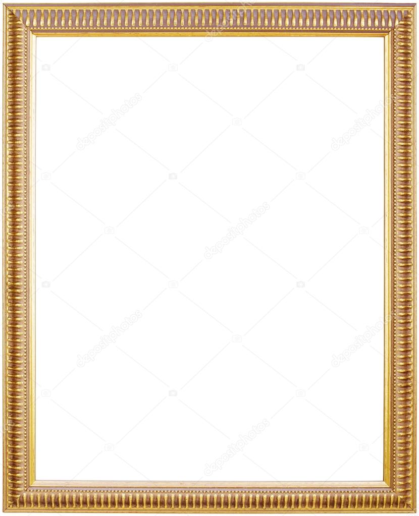 Gold picture frame on white