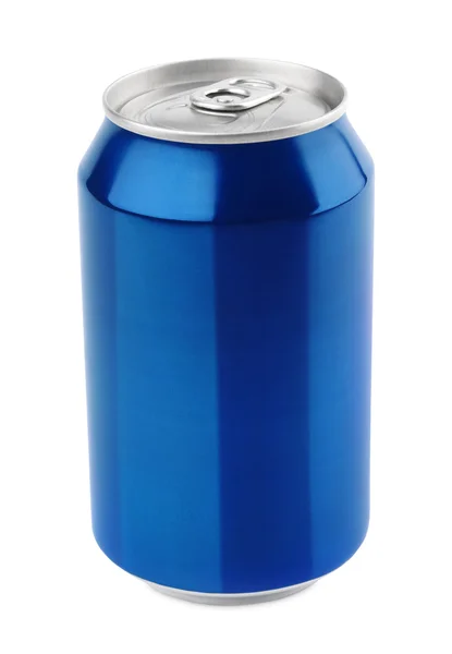 Blue aluminum can on white — Stock Photo, Image