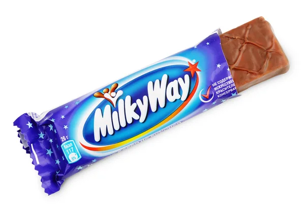 Unwrapped Milky Way candy chocolat bar — Stock Photo, Image