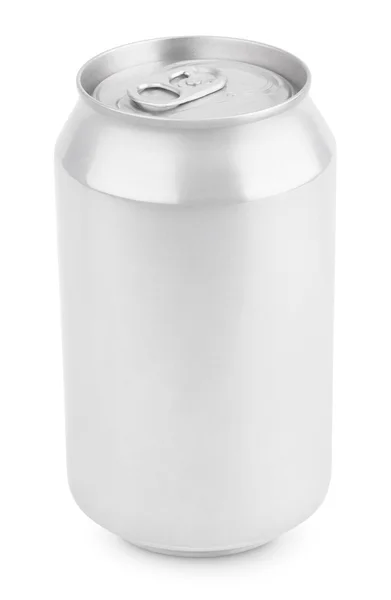 Lata de soda de aluminio aislada en blanco — Foto de Stock
