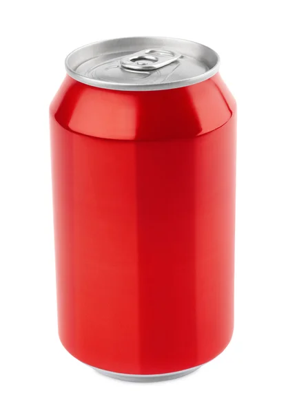 Red aluminum can on white — Stock Photo, Image