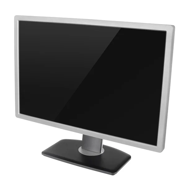 Exibição de computador moderno em branco no branco — Fotografia de Stock
