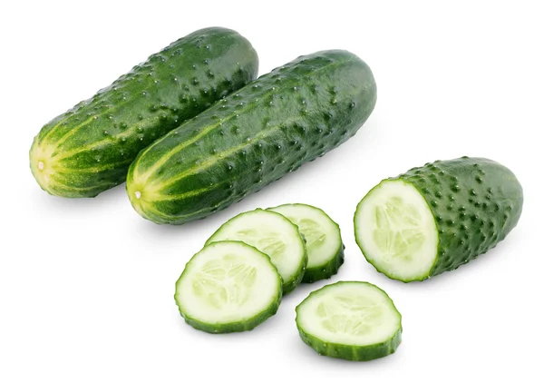 Sliced cucumber isolated on white — Stock Photo, Image