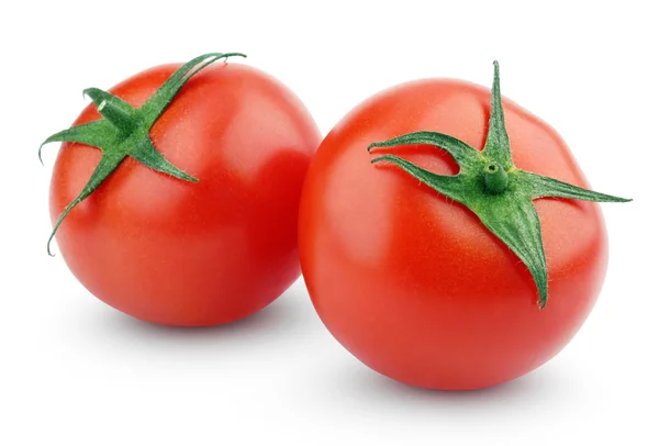Dois tomates vermelhos frescos em branco — Fotografia de Stock
