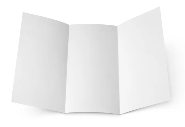 Blank folded flyer on white — Stock Photo, Image