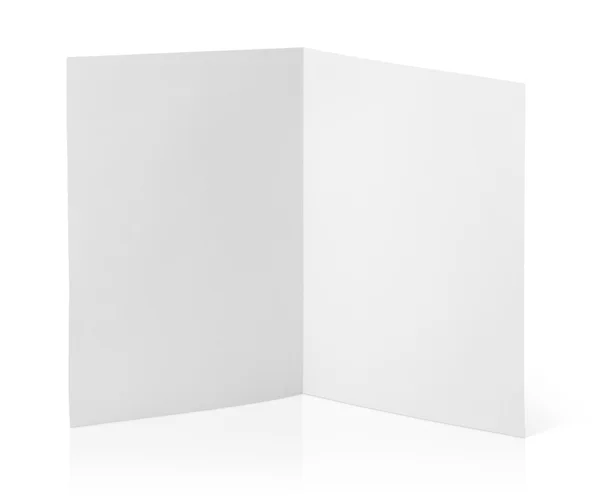 Folleto plegado en blanco sobre blanco — Foto de Stock