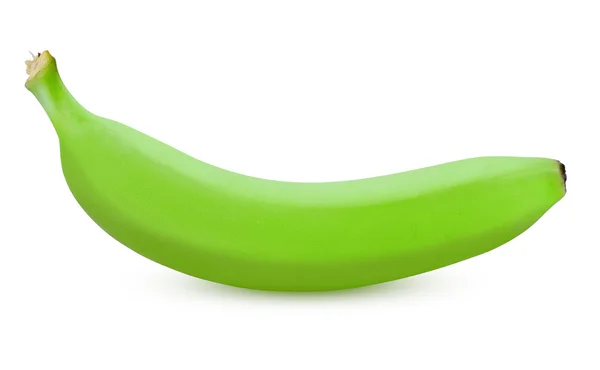 Banana verde única isolada em branco — Fotografia de Stock