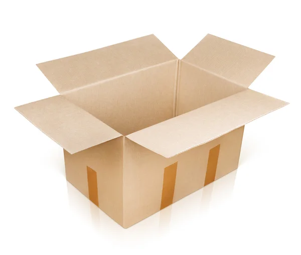 Открыть пустой коричневый картонный ящик — стоковое фото