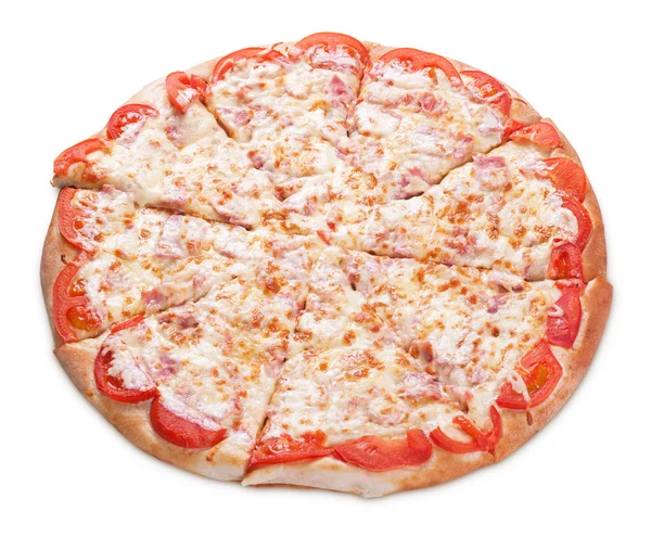 Pizza with ham, tomato and cheese — Stock Photo, Image