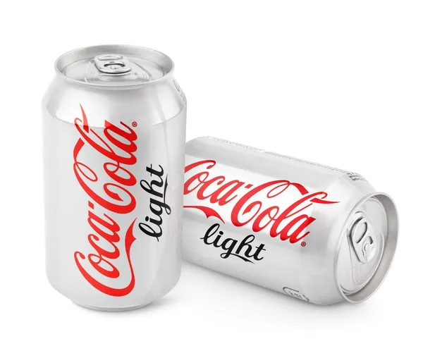 Aluminium blikjes van coca-cola licht — Stockfoto