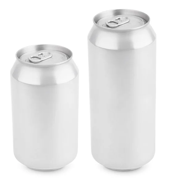 Dos latas de aluminio aisladas en blanco — Foto de Stock