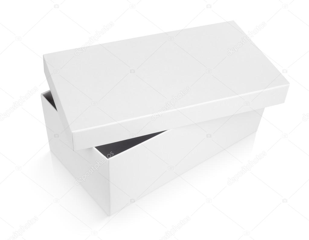 half-open shoe box on white