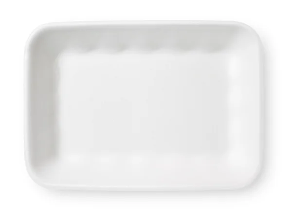 Bandeja blanca de alimentos de espuma de poliestireno —  Fotos de Stock